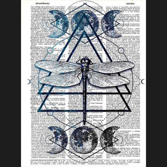 Dragonfly Moon Geometric Dictionary Art Print - Picture 4 of 4